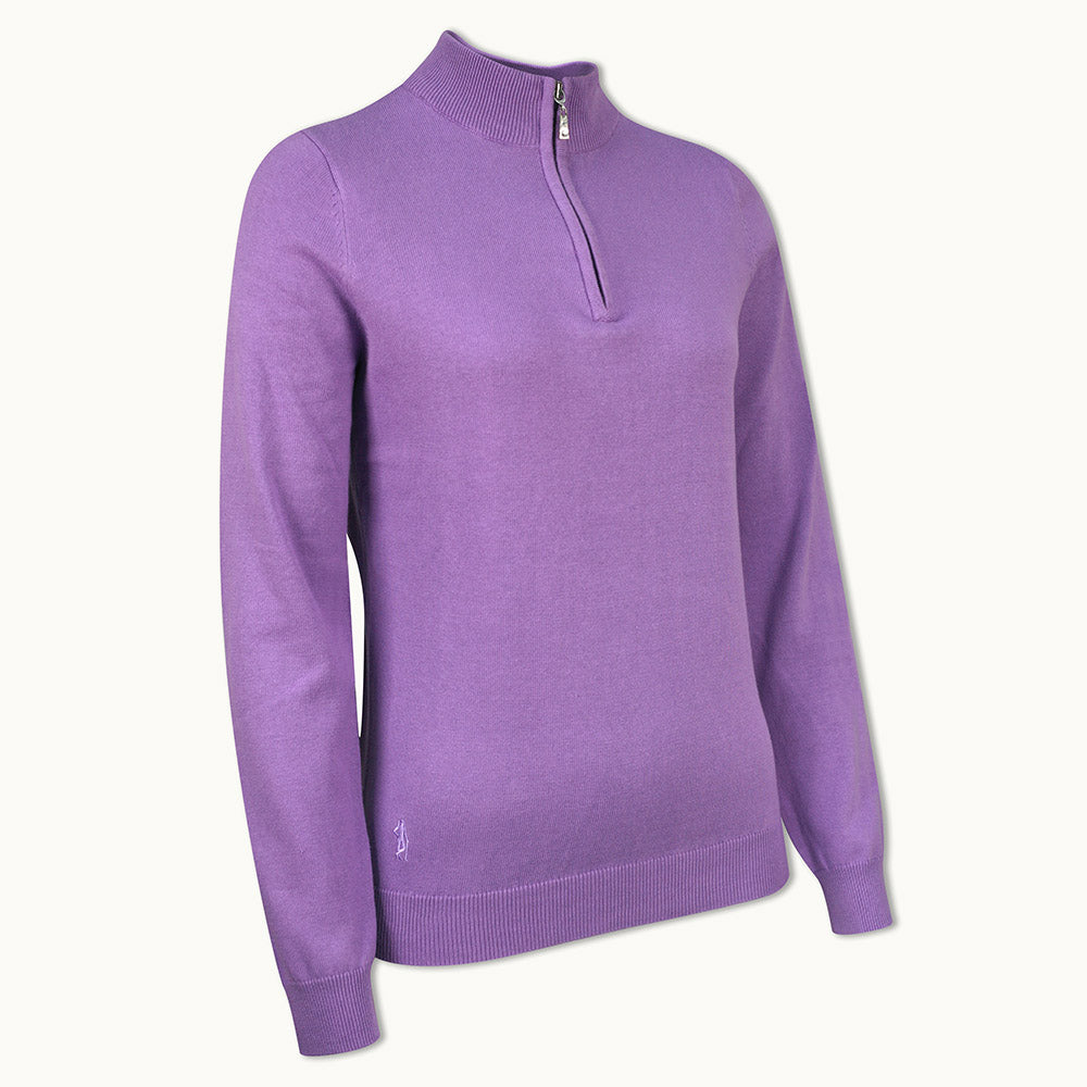 Glenmuir Ladies 100% Cotton Half-Zip Sweater in Amethyst