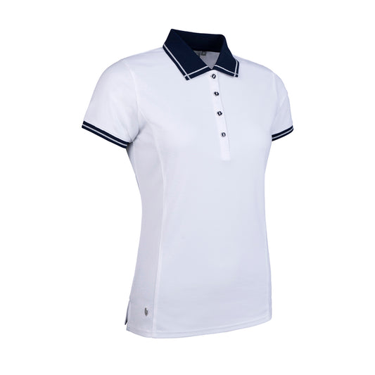 Glenmuir Short Sleeve Polo in Silver Lurex Tipping