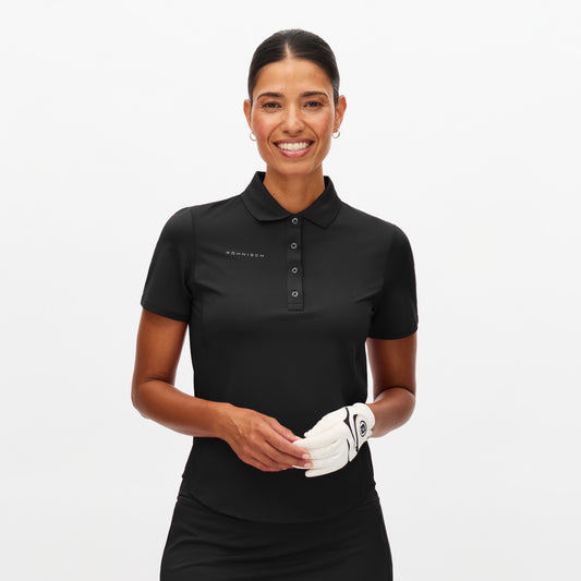 Rohnisch Women's Short Sleeve Polo in Black - Elegant Stretch Comfort for On and Off the Course