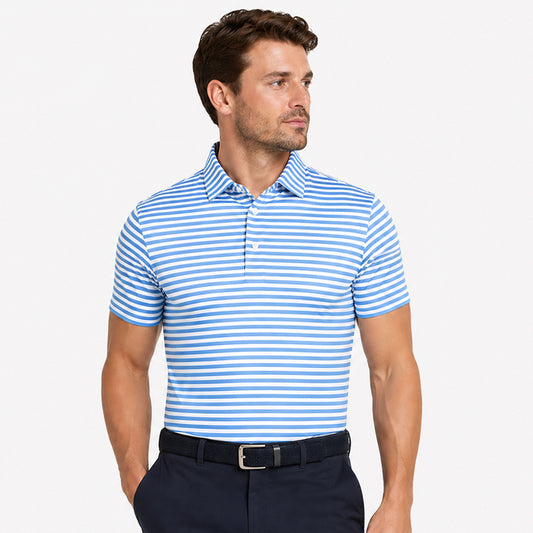Swing Out Sister Men's Striped Short Sleeve Polo - Lightweight Stretch for Cool Confidence On and Off the Course