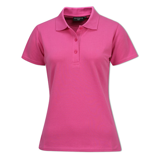Glenmuir Ladies Pique Knit Short-Sleeve Polo with Soft Cotton Finish in Hot Pink