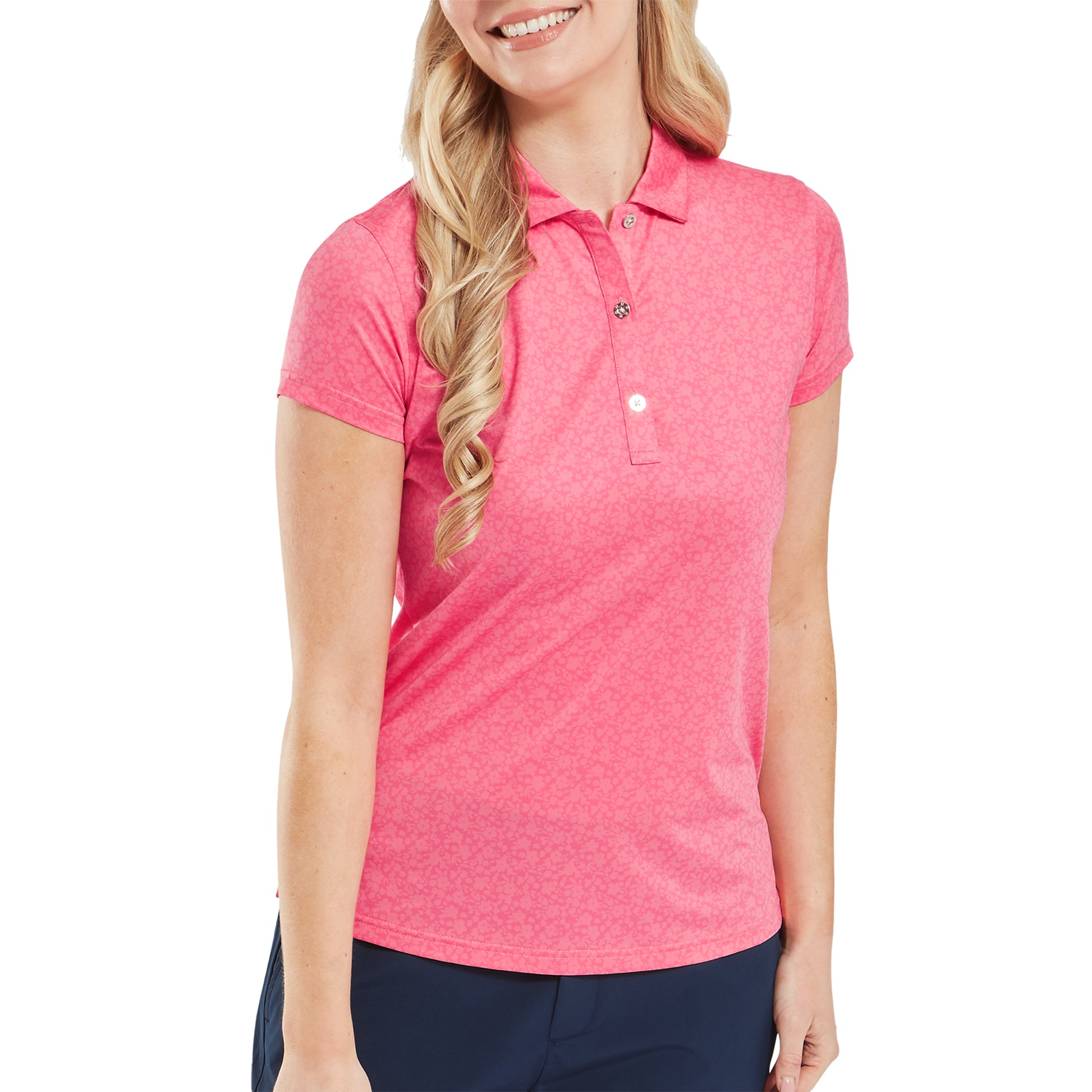 FootJoy Ladies Floral Print Cap Sleeve Polo