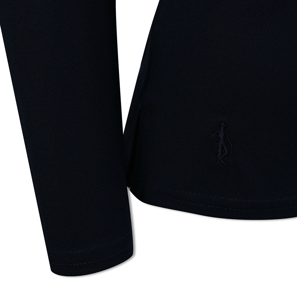 Glenmuir Ladies Long-Sleeve Pique Knit Polo with Stretch in Navy