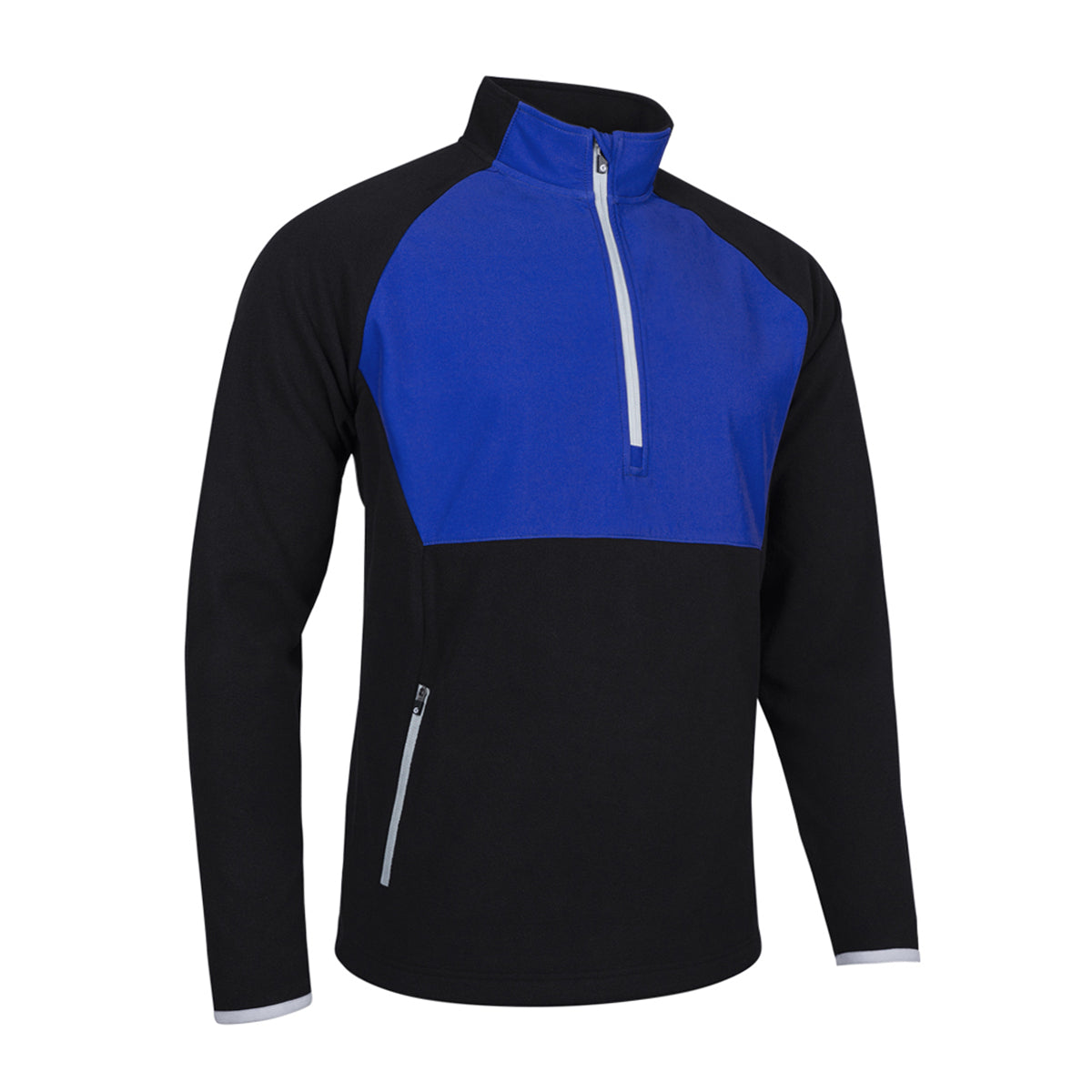 Sunderland Mens Black Hybrid Thermal Fleece with Blue Contrast Panel