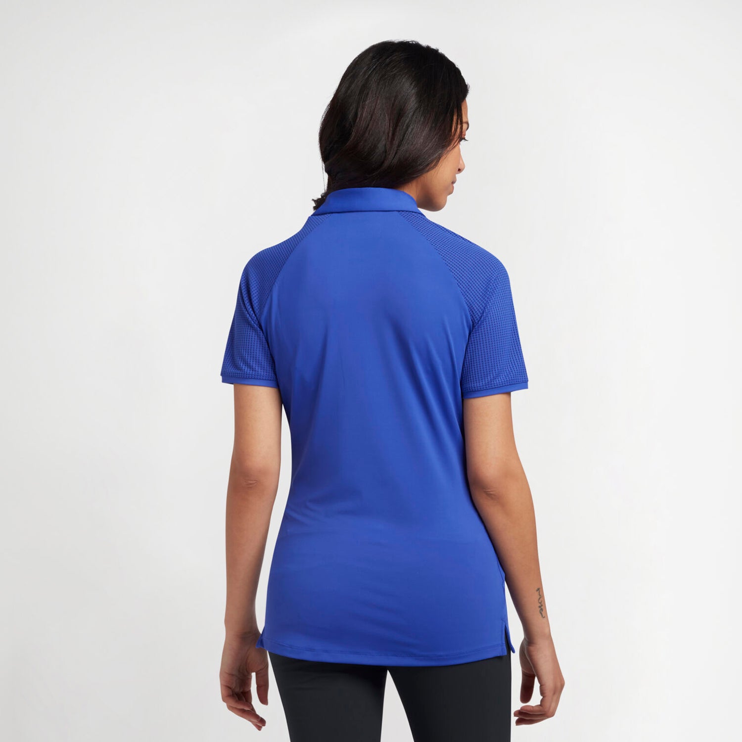 Original Penguin Ladies Short Sleeve Polo with Mesh Detail in Bluing