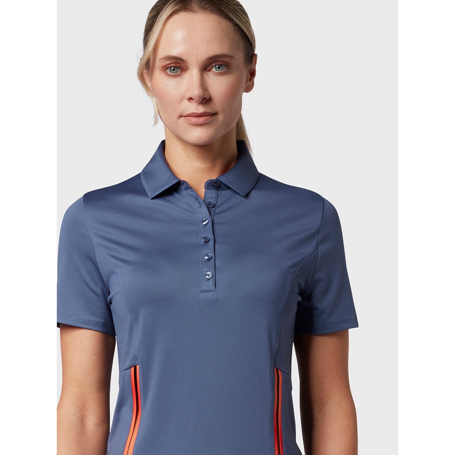 Callaway Ladies Short Sleeve Colorblock Golf Polo in Blue Indigo