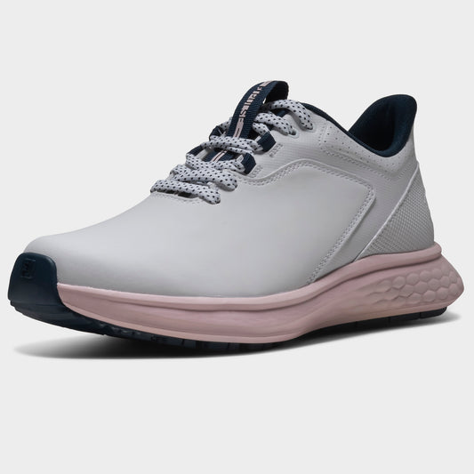 FootJoy Women's Wide Fit Waterproof Pulse Golf Shoes in White, Navy & Pink