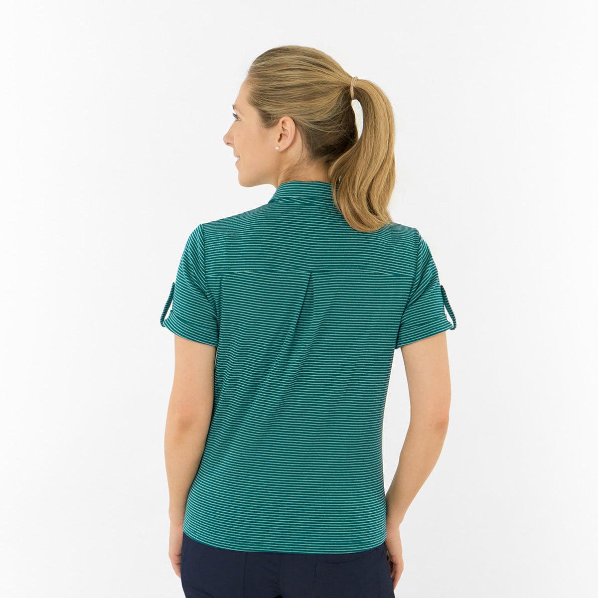 Pure Golf Ladies Stripy Short Sleeve Polo - Classic Style Meets Modern Performance