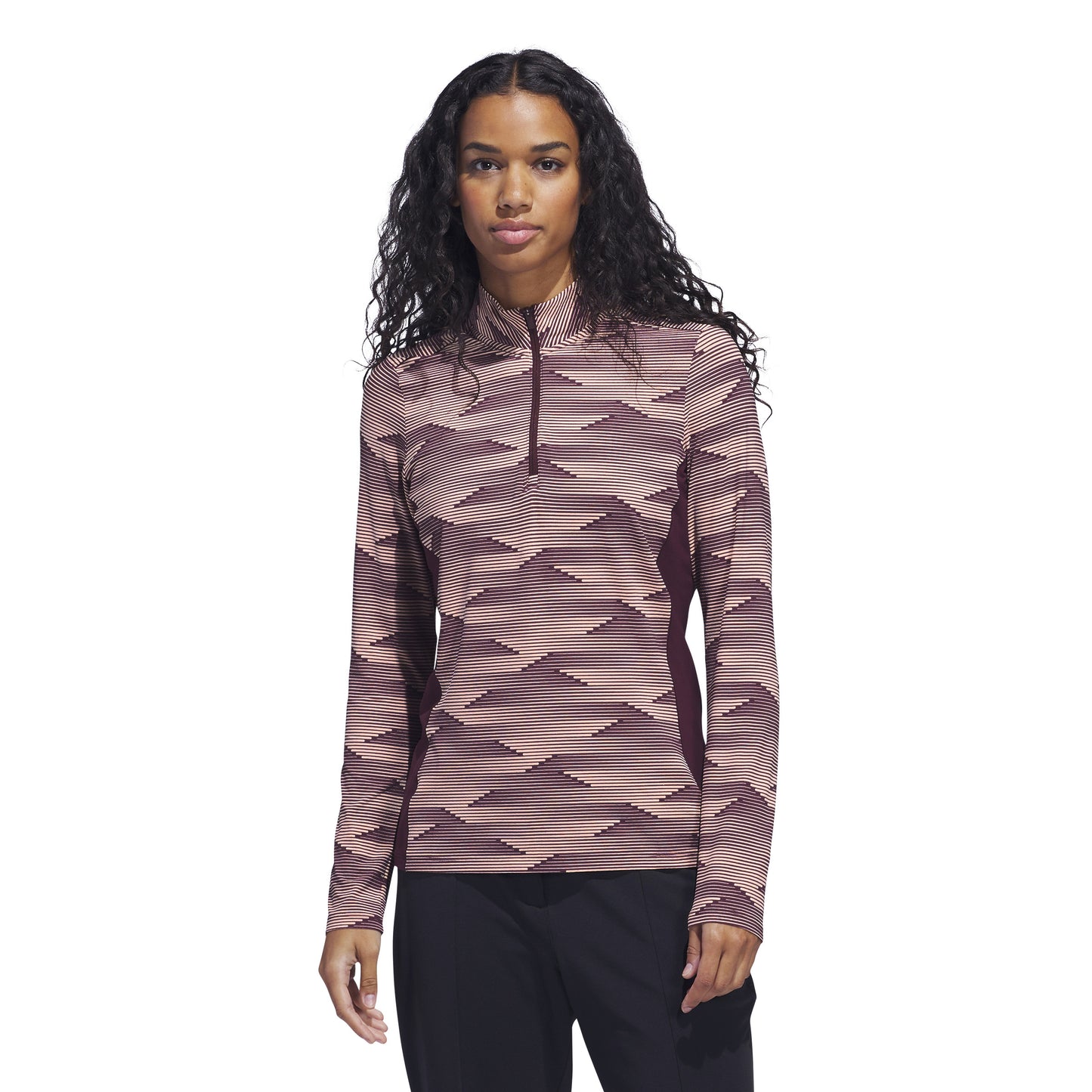 adidas Golf Women's Zip-Neck Top with Abstract Linear Print