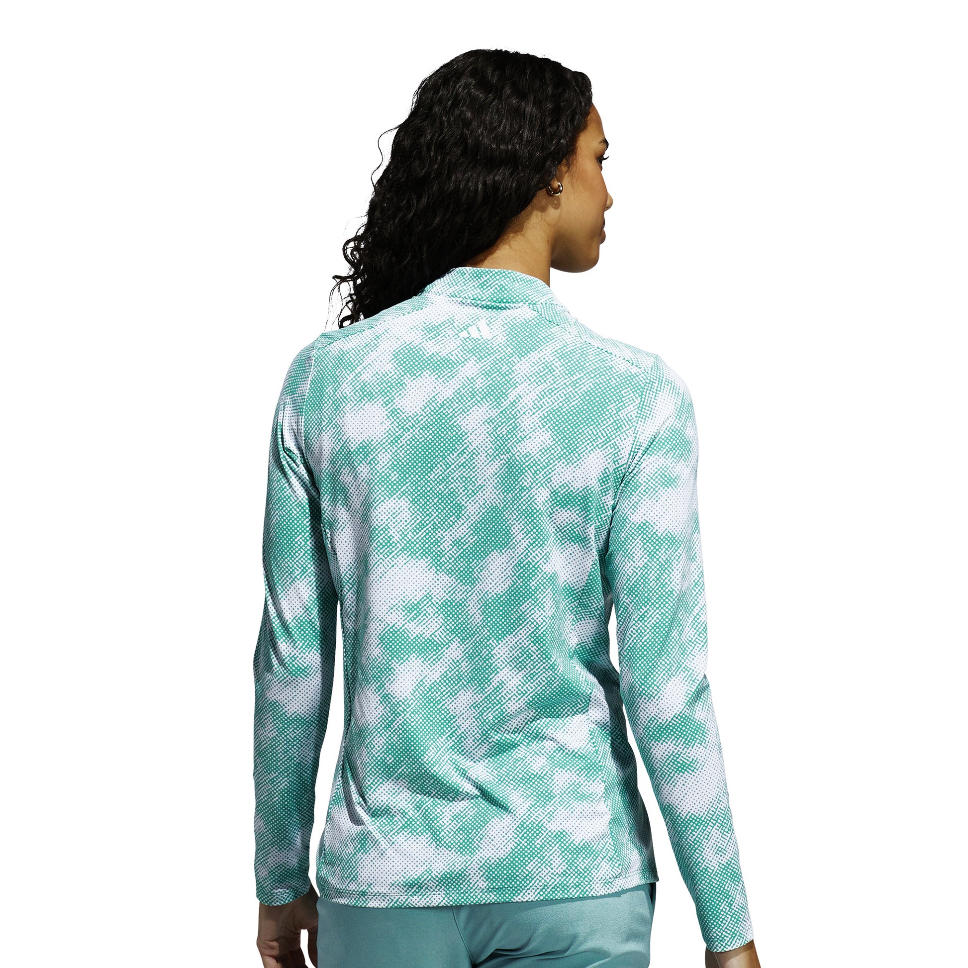 adidas Golf Ladies Zip-Neck Top with Abstract Dot Print