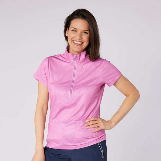 Swing Out Sister Embossed Ladies Polo with Zip Neck – A Stylish Staple for Every Season