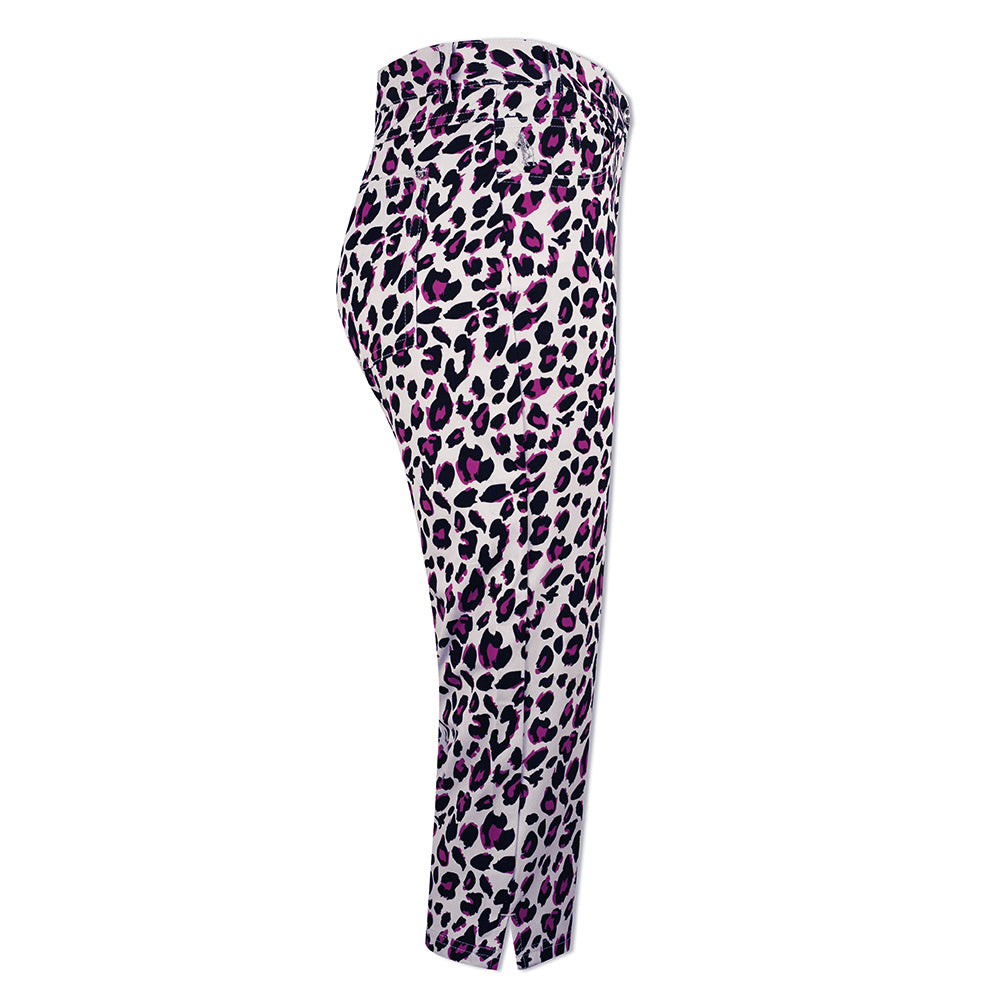 Glenmuir Ladies Soft 4-Way Stretch Capris with Flattering Fit in Fuchsia Animal Print - Last Pair Size 8 Only Left