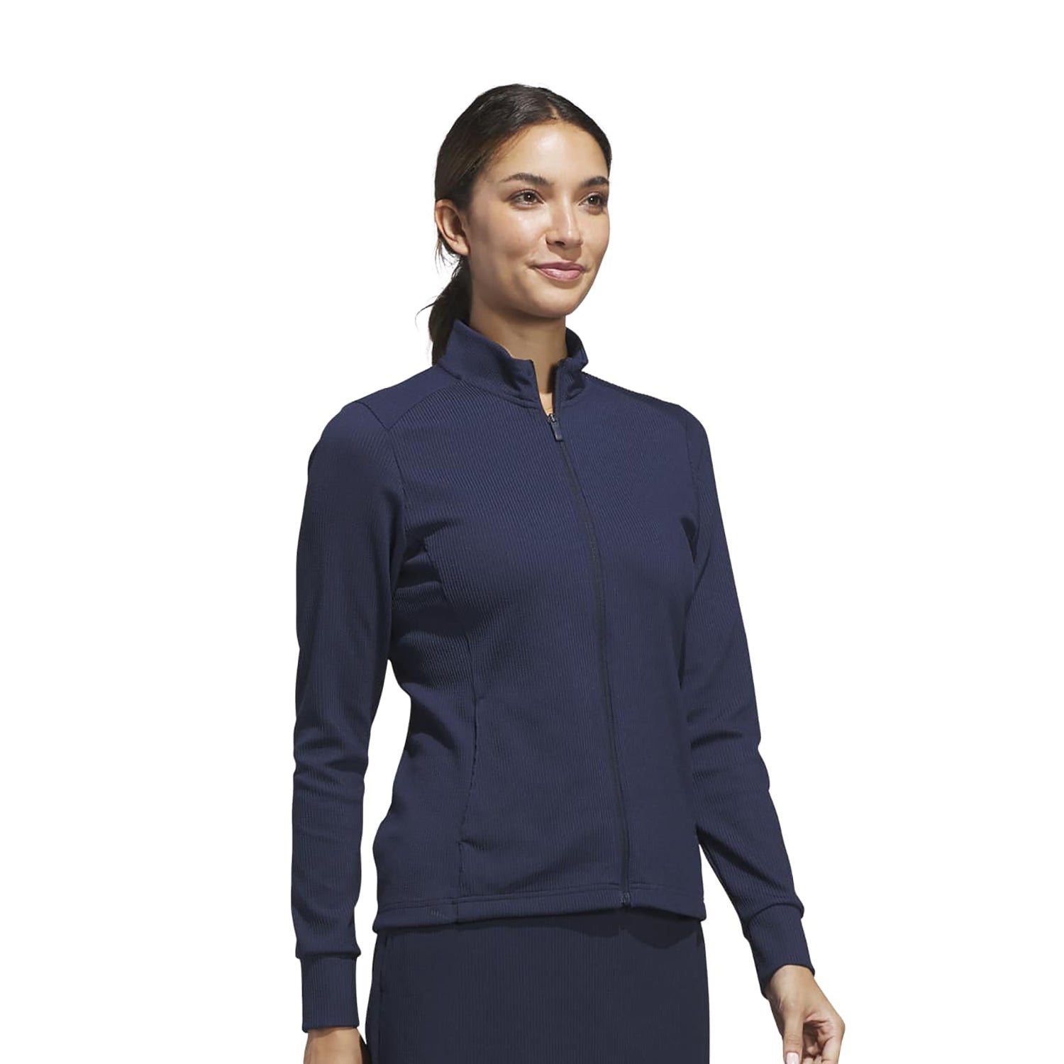 adidas Golf Ladies Navy Ribbed Knit Textured Jacket