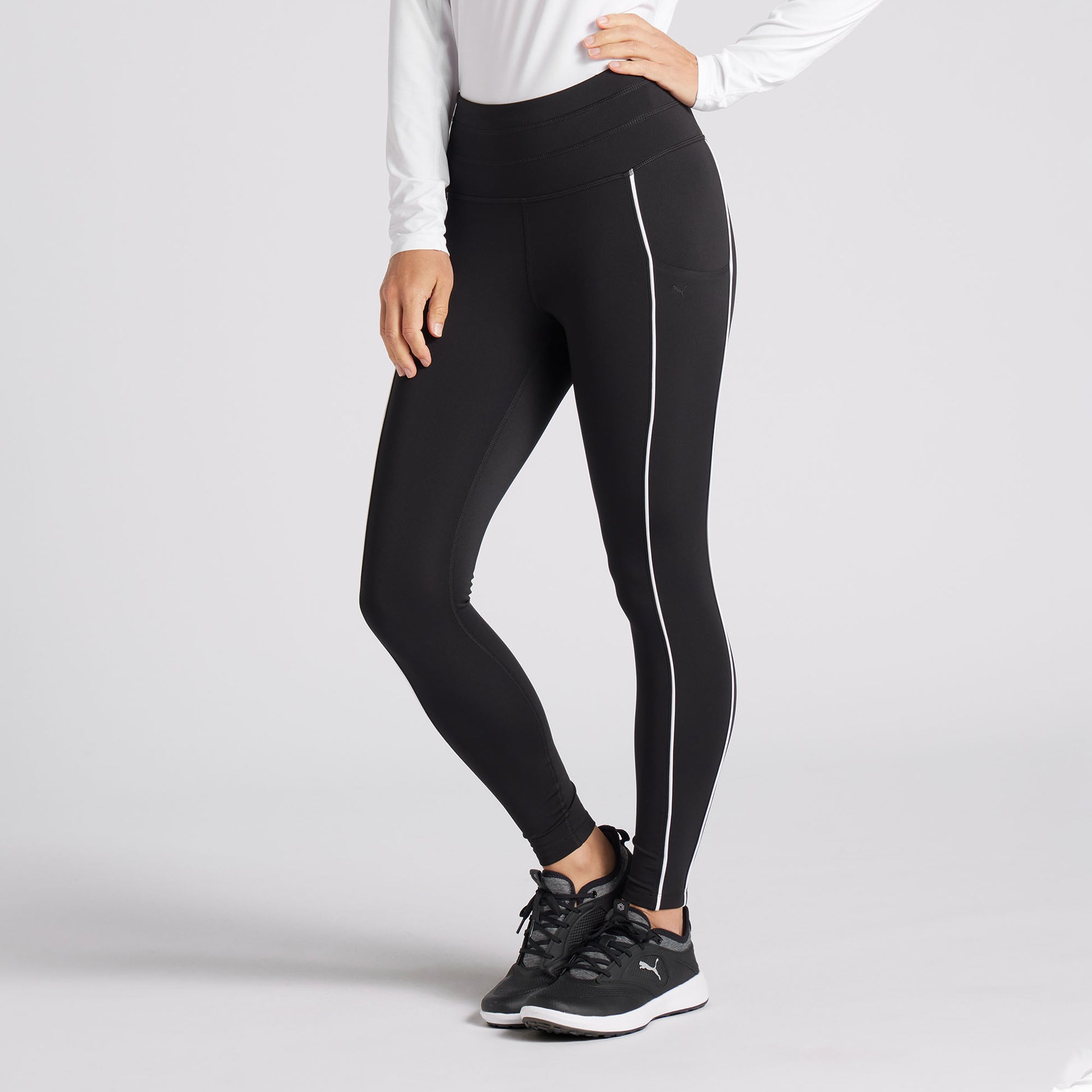 Ladies Black Leggings Puma Ladies You-V Leggings In Black With