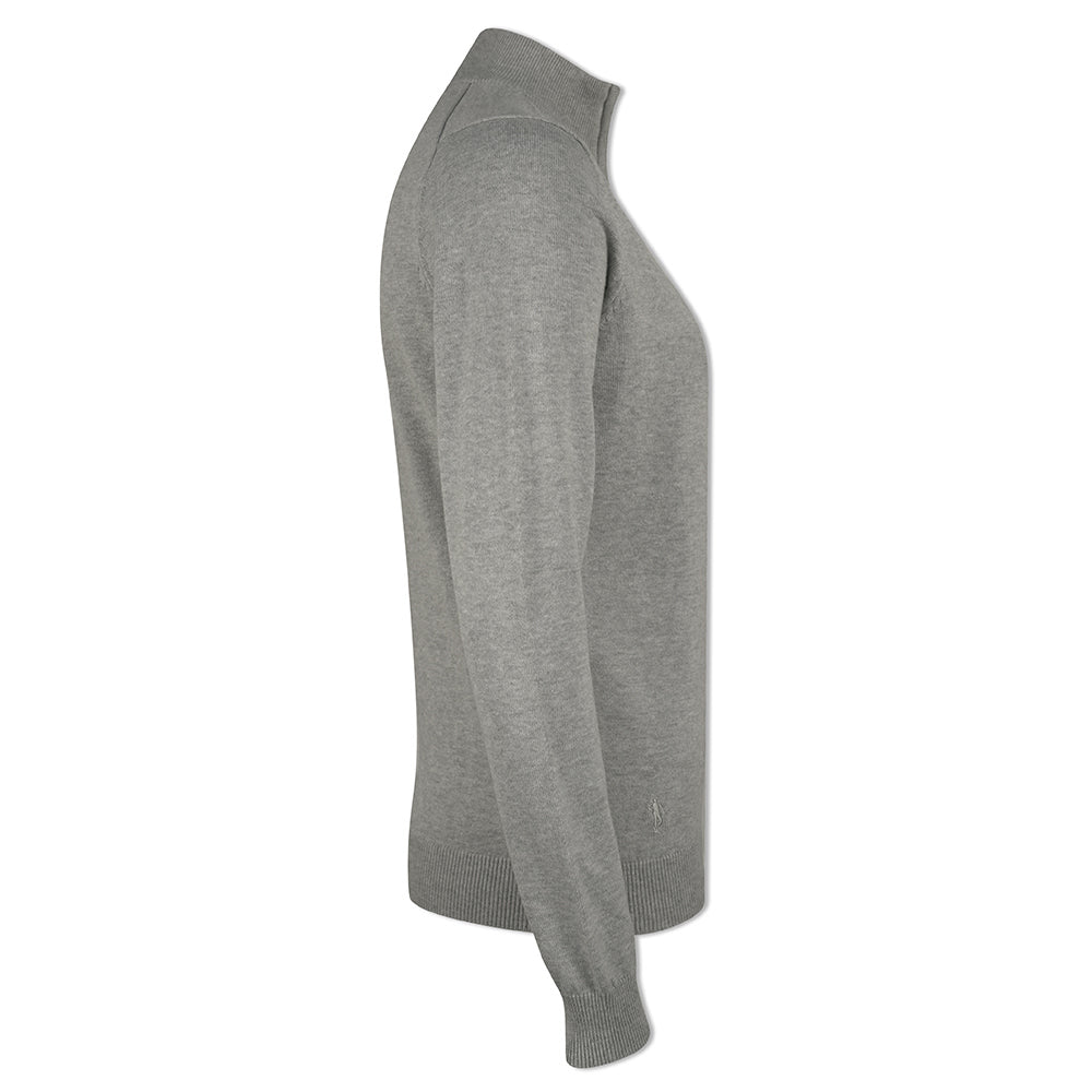 Glenmuir Ladies 100% Cotton Half-Zip Sweater in Light Grey Marl – GolfGarb