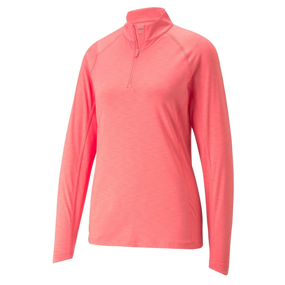 Puma Ladies 1/4 Zip YOU-V Long Sleeve Top with UPF 50+ in Loveable Heather