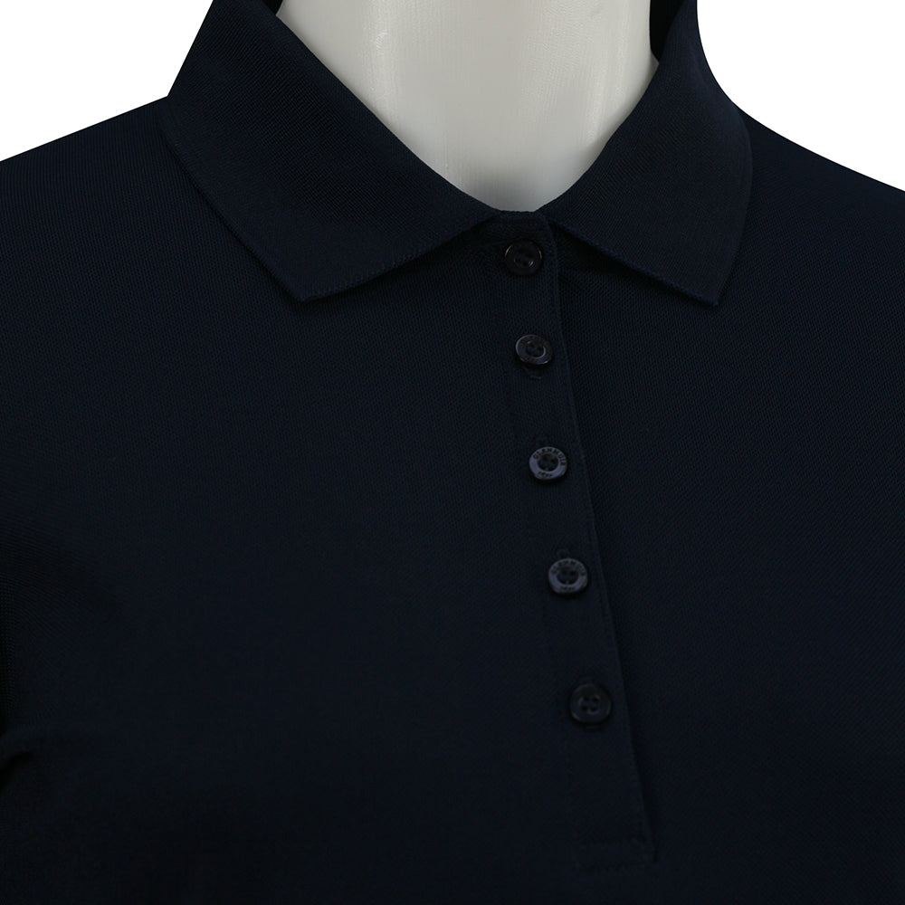 Glenmuir Ladies Long-Sleeve Pique Knit Polo with Stretch in Navy