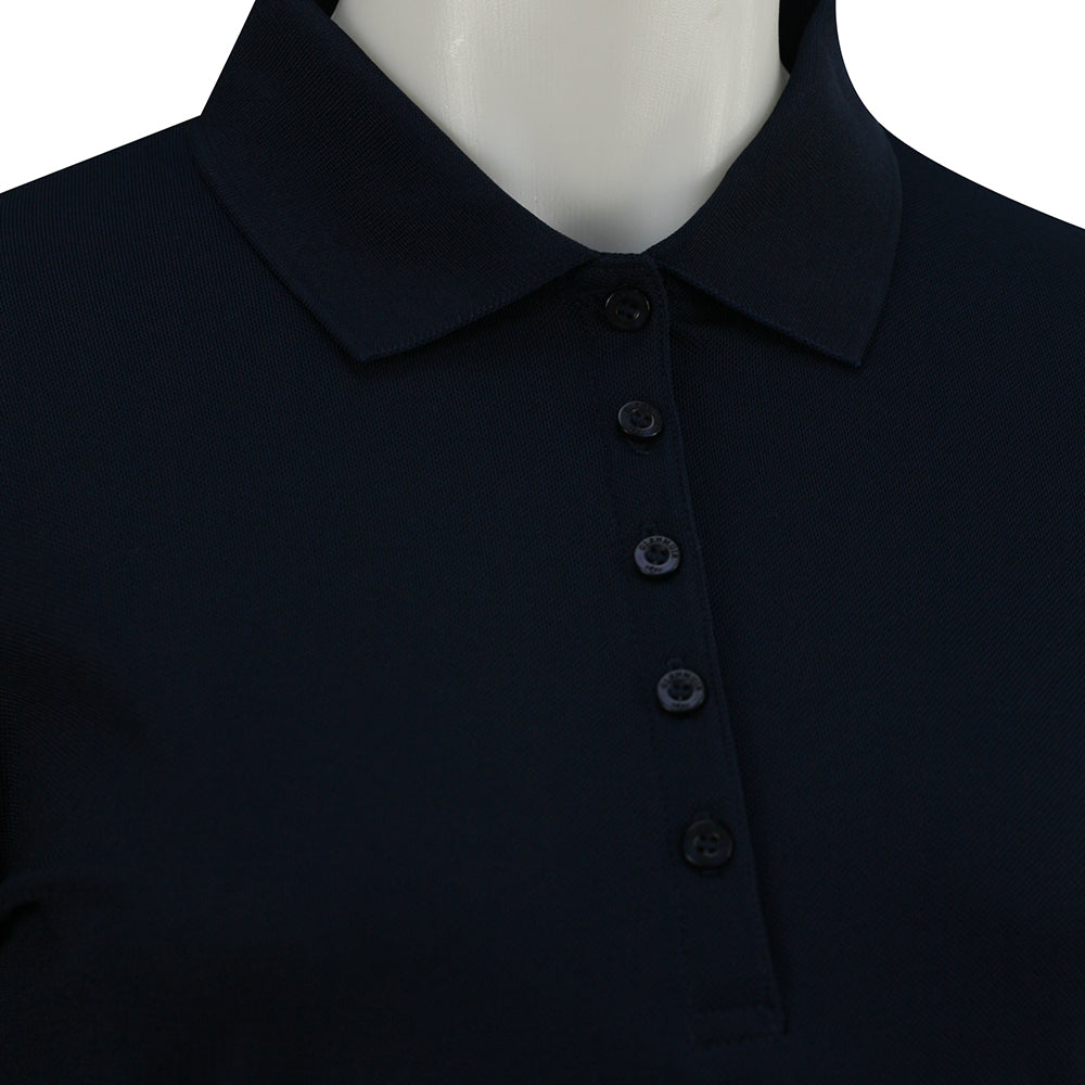 Glenmuir Ladies Long Sleeve Pique Knit Navy Polo for Breathable Comfort with Timeless Appeal