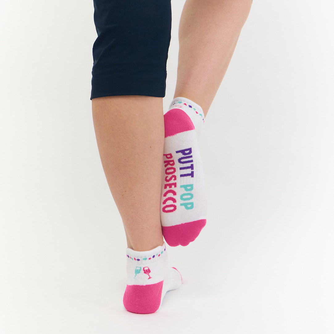 Surprizeshop Ladies 'Putt Pop Prosecco' Single Pair Golf Socks