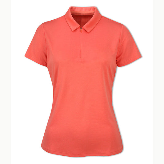 adidas Ladies Short Sleeve Golf Polo in Coral Fusion
