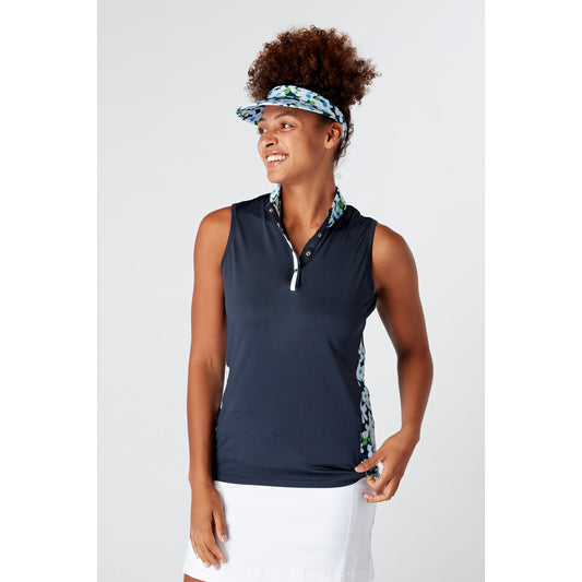 Swing Out Sister Ladies Sleeveless Golf Polo with Print Panels