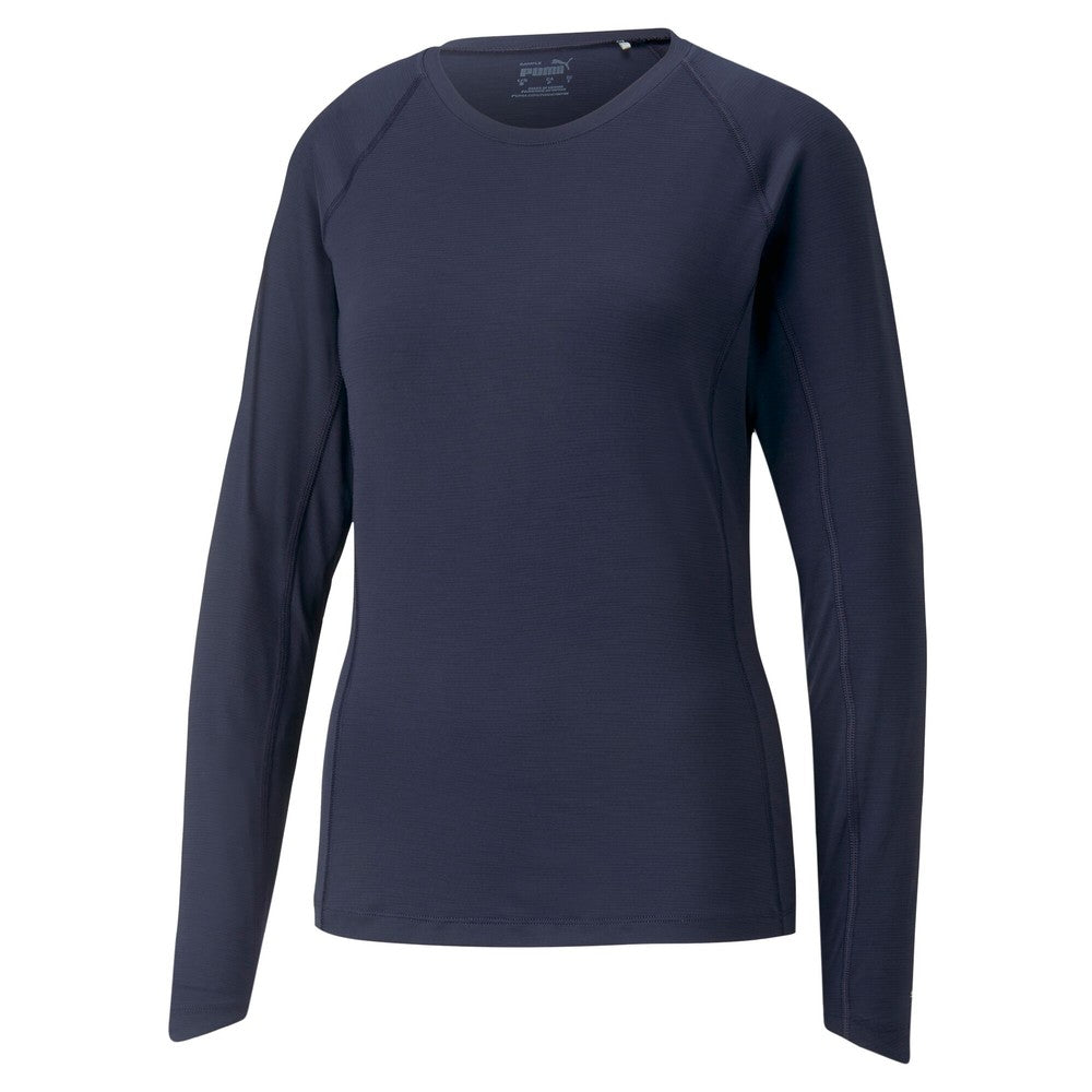 Puma Ladies Long Sleeve Crew Neck Top with UPF50+ in Navy Blazer