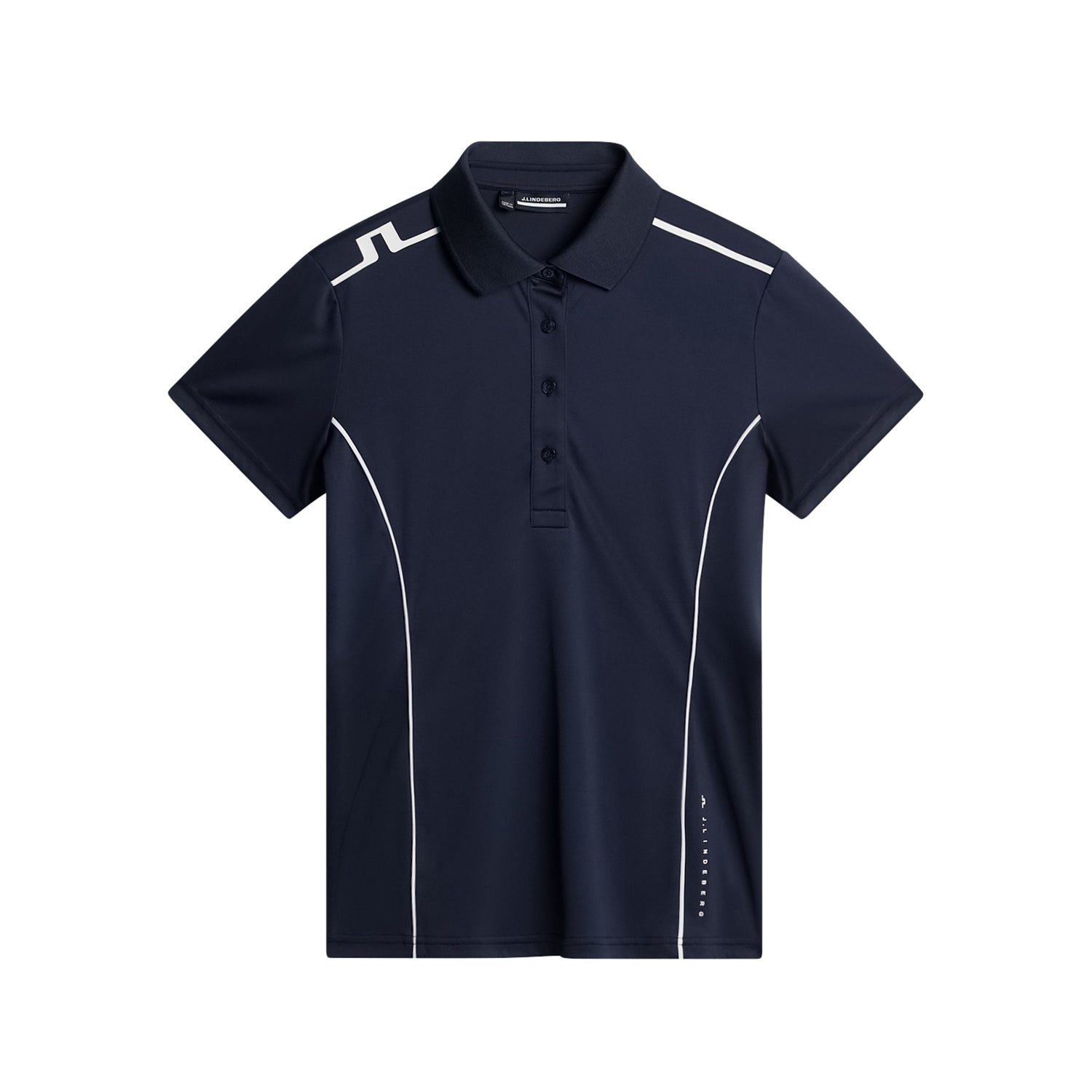 J.Lindeberg Ladies Short Sleeve Polo in Navy with White Piping