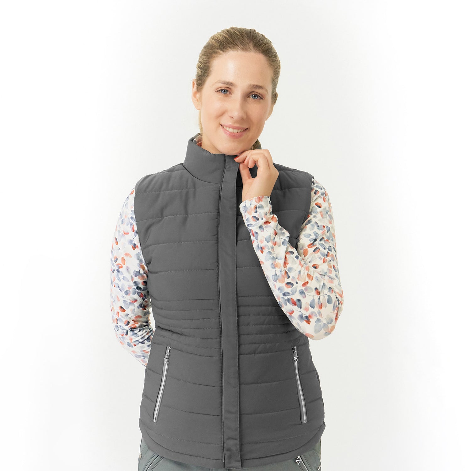 Pure Golf Ladies Reversible Gilet in Charcoal Grey & Autumn Embers