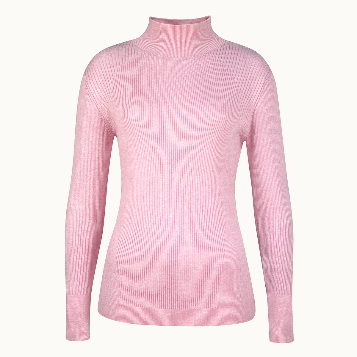 Callaway Ladies High Mock Neck Ribbed Sweater in Pink Nectar Heather