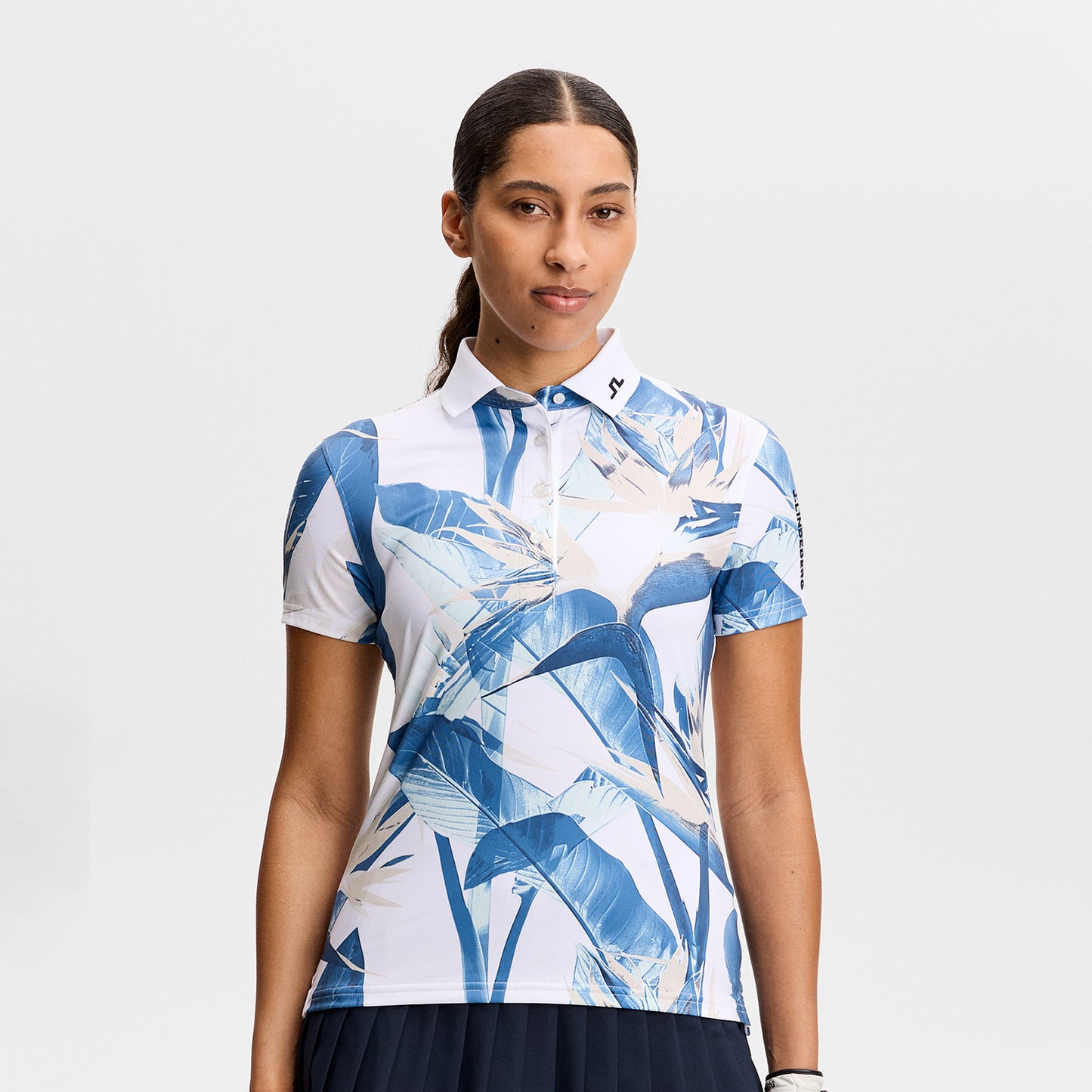 J.Lindeberg Ladies Tour Tech Printed Polo - Feminine Performance with Effortless On-Course Style