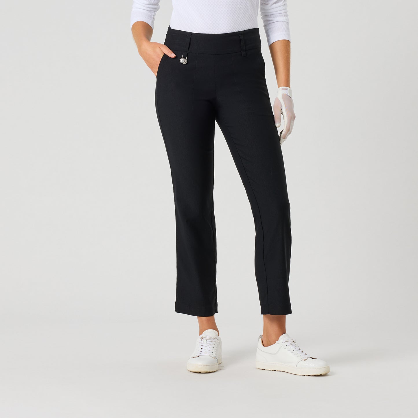 Daily Sports Ladies Pull-On Ankle Trousers with Super-Stretch Finish in Black