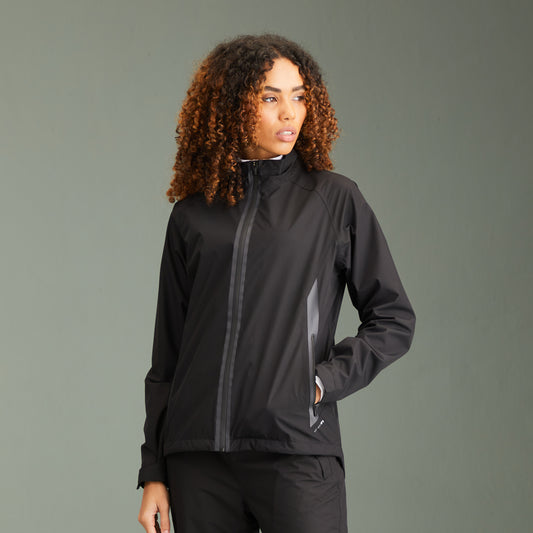 PING Ladies Black Waterproof Golf Jacket with Stretch Mesh Lining