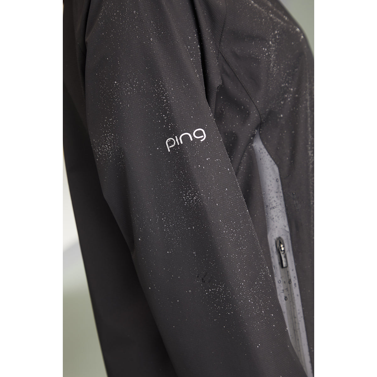 PING Ladies Black Waterproof Golf Jacket with Stretch Mesh Lining