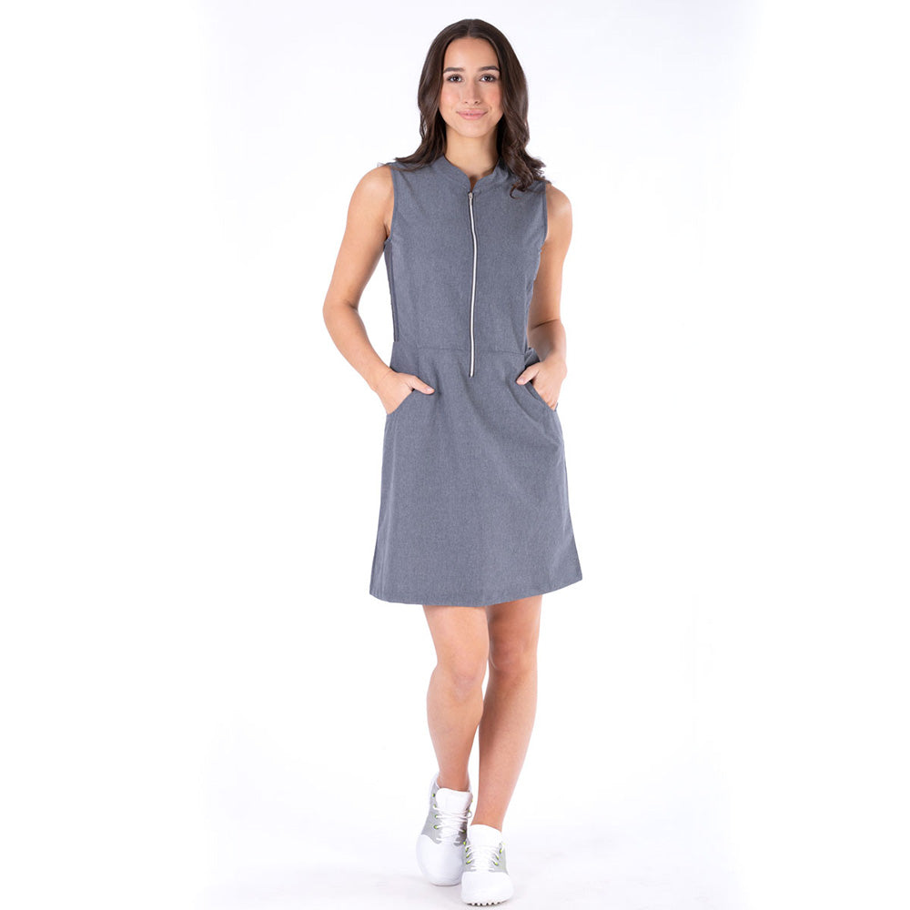 Nivo Ladies Sleeveless Woven Dress with UPF40 in Charcoal Heather