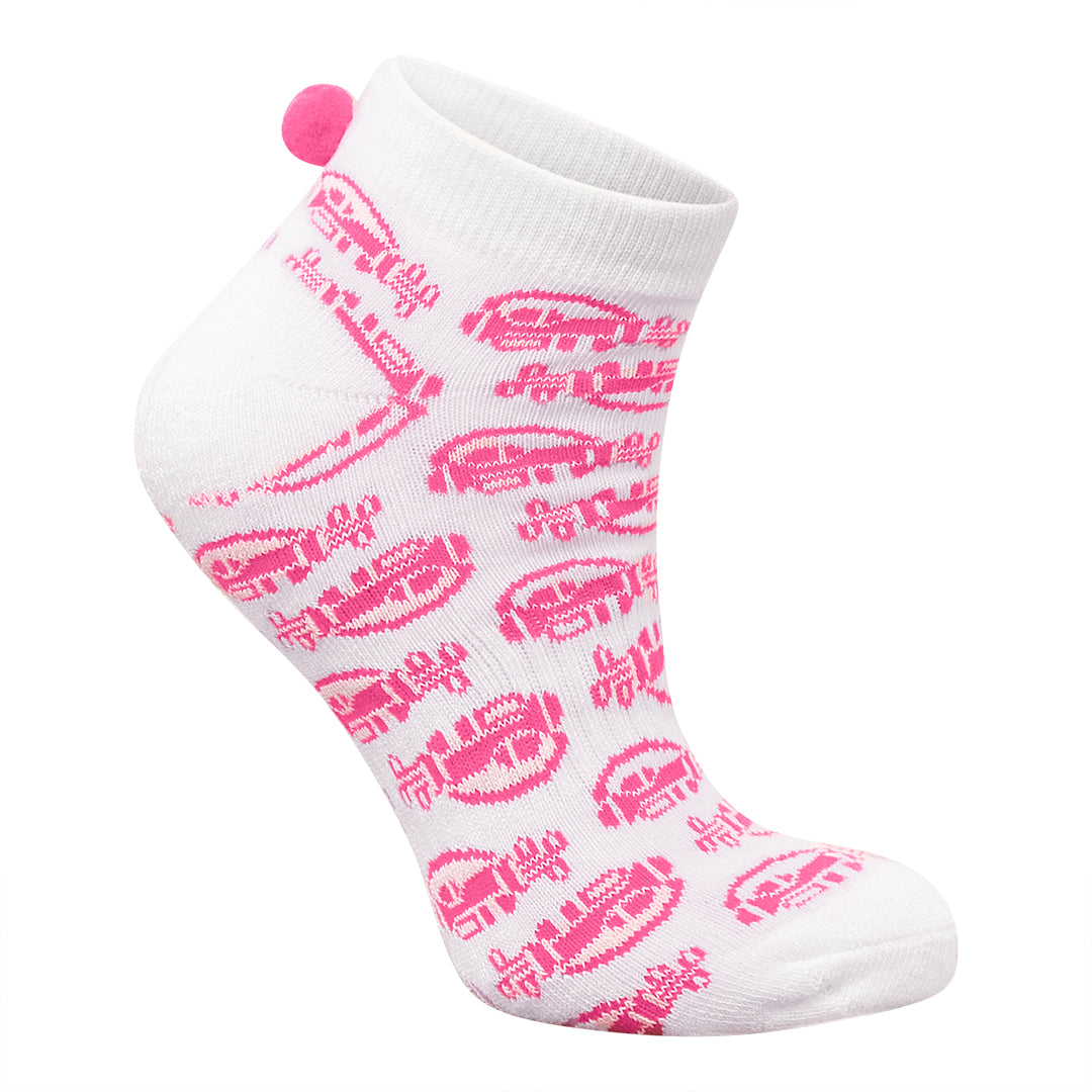 Surprizeshop 3 Pair Pack Of Ladies Pom Pom Golf Socks - Multi Coloured