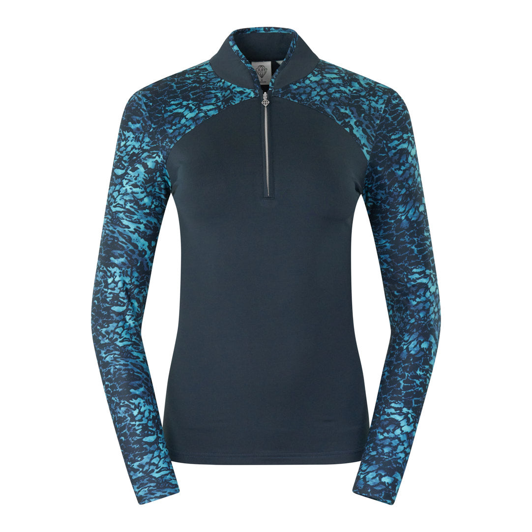 Pure Ladies Long Sleeve Polo in Tourmaline Leopard