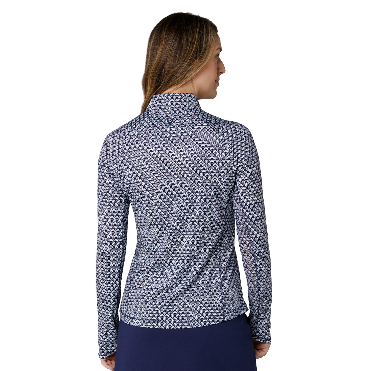 Callaway Womens Navy Golf Top with Pretty Print and Mesh Ventilation for Added Comfort on The Course