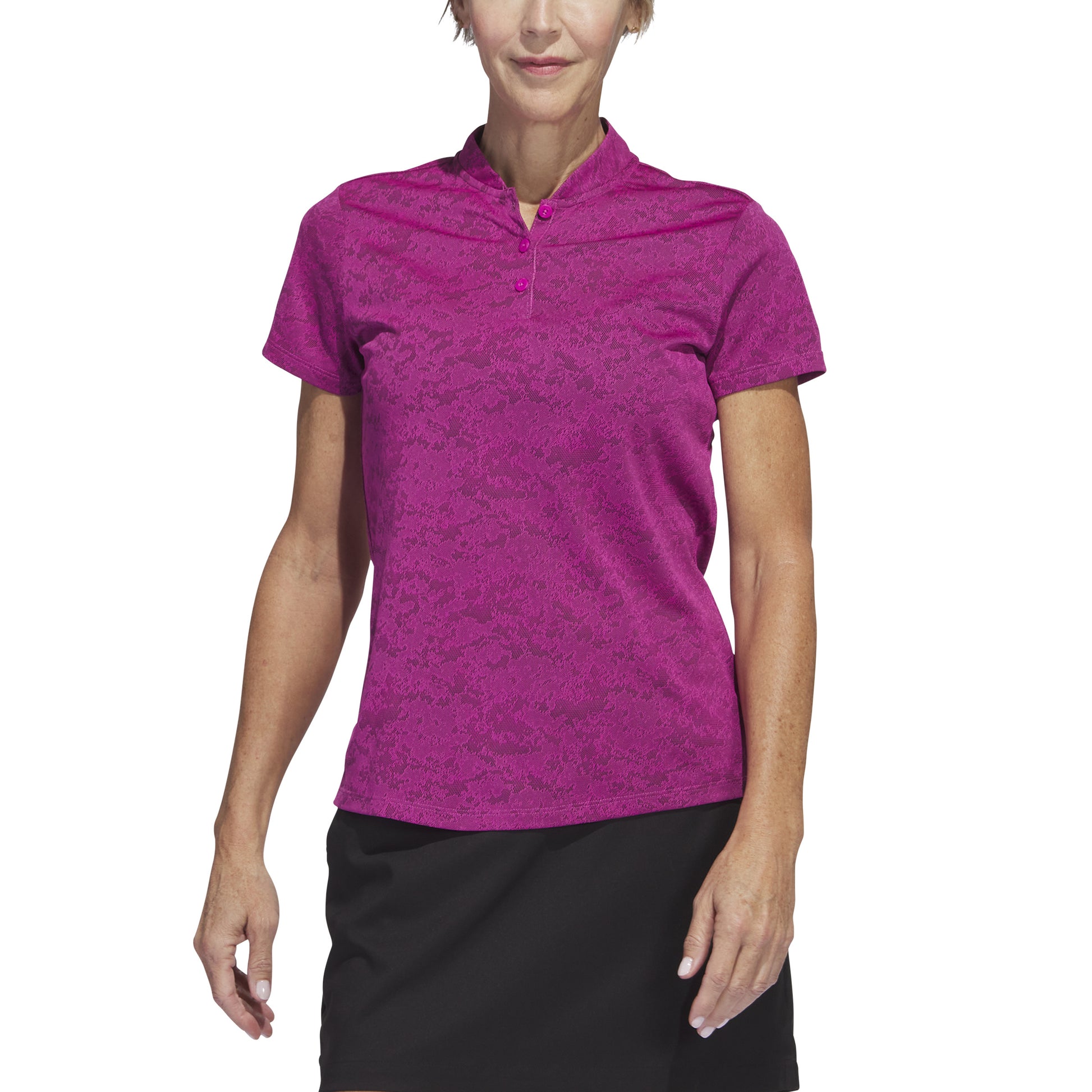 adidas Ladies Short Sleeve Golf Polo with Jacquard Lace Print - Last One XS Only Left