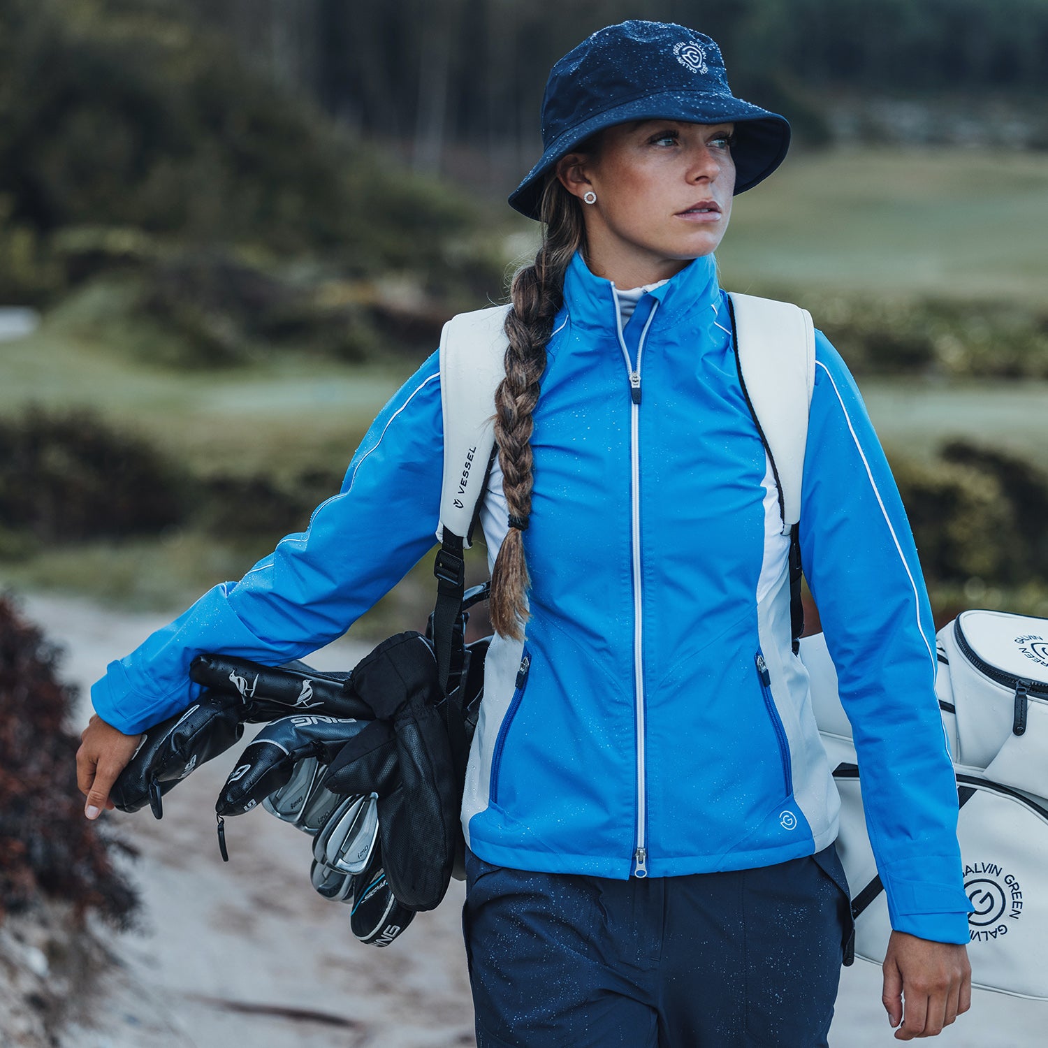Galvin Green Ladies GORE-TEX Paclite Jacket with Contrast Panels in Blue/Cool Grey/White