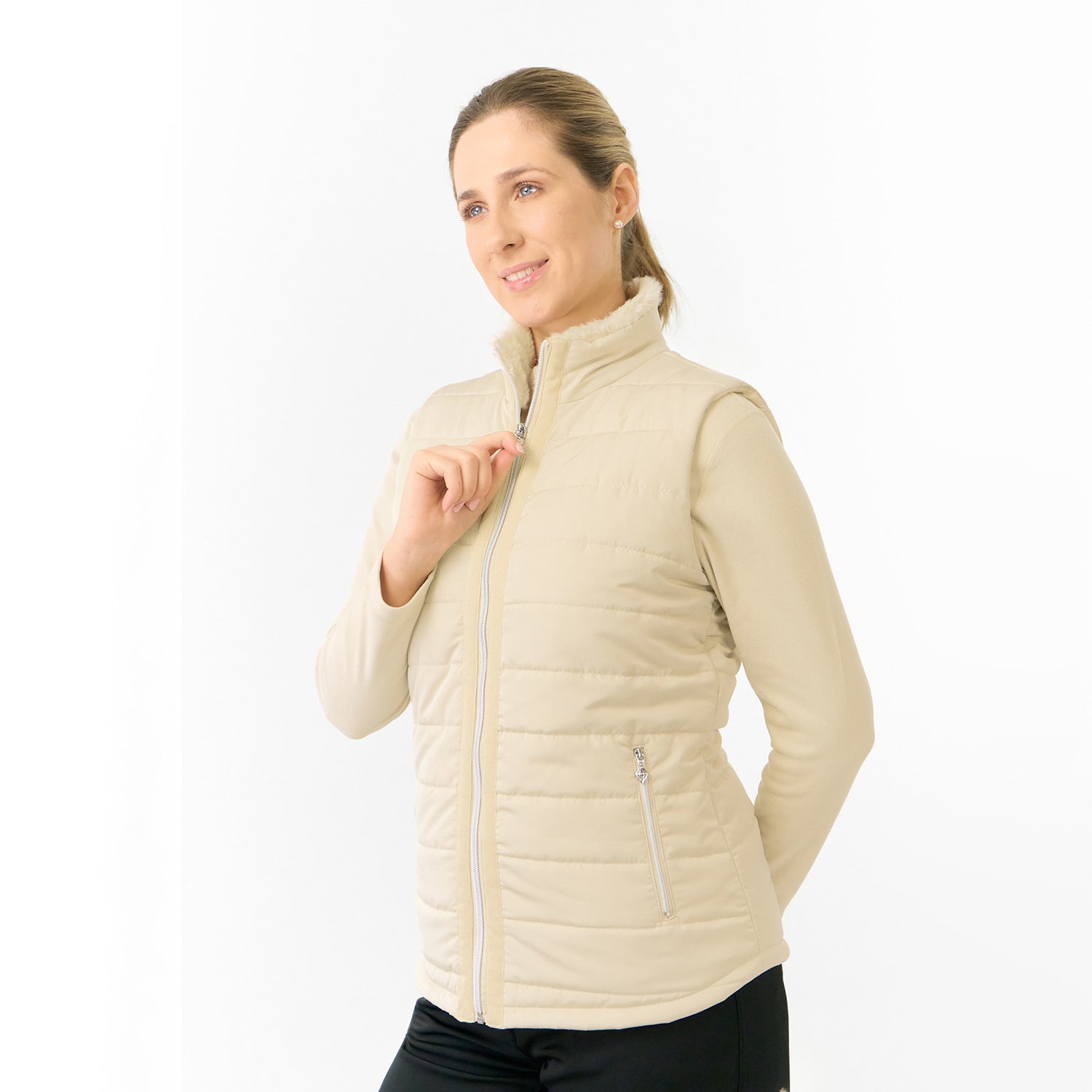 Pure Golf Ladies Insulated Faux Fur Collar Gilet