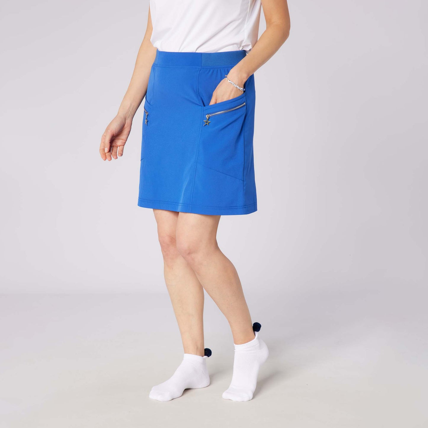Swing Out Sister Ladies Lightweight Pull-On Skort with Neat Pocket Detail & Comfort Waistband for A Smooth Silhouette
