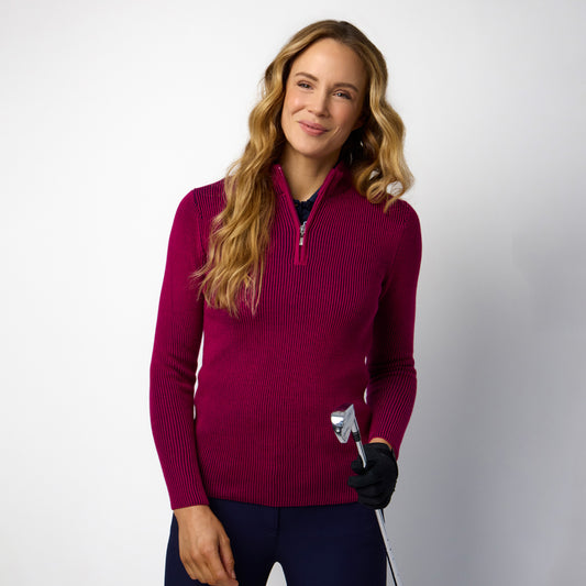 Glenmuir Ladies Two-Tone Ribbed Sweater - Perfect for Year-Round Layering