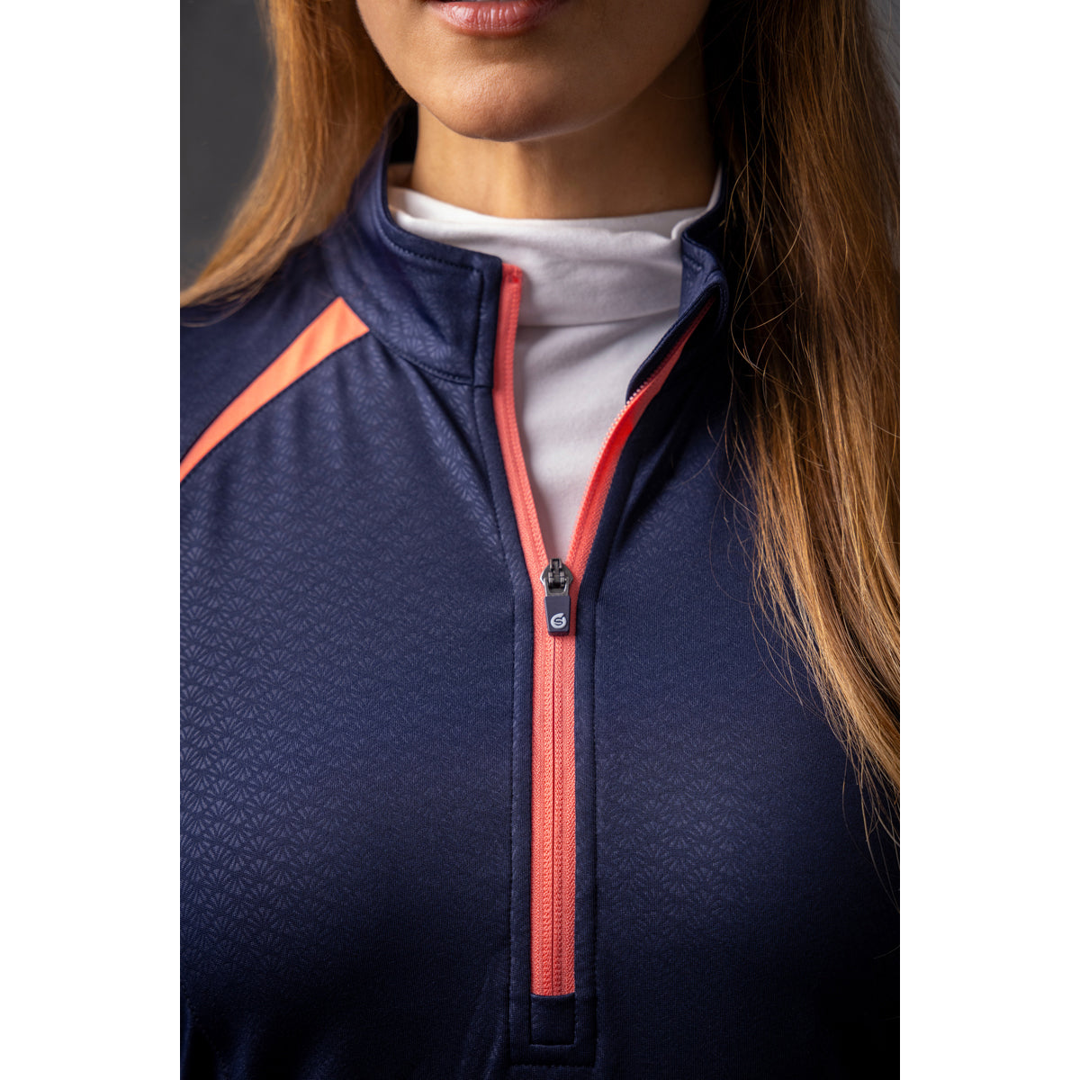 Sunderland Ladies Thermal Water Repellent Zip-Neck Mid-Layer in Navy Shell Print