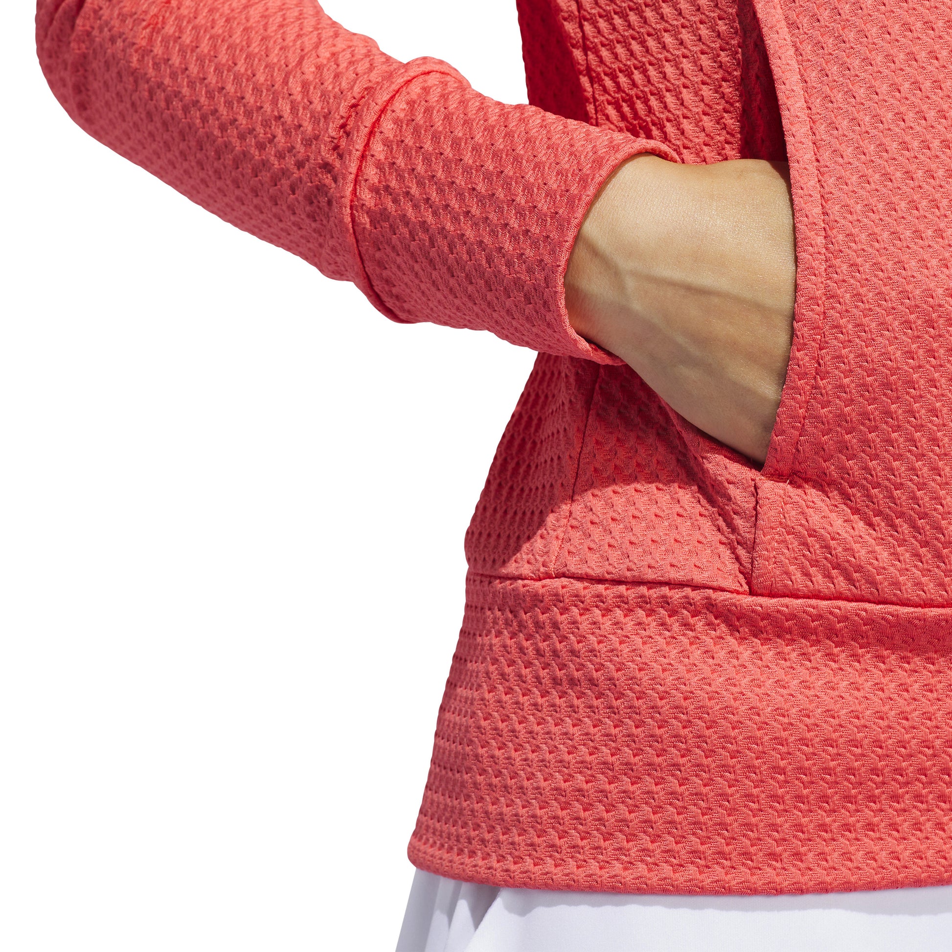 adidas Ladies Waffle-Knit Golf Jacket in Preloved Scarlet