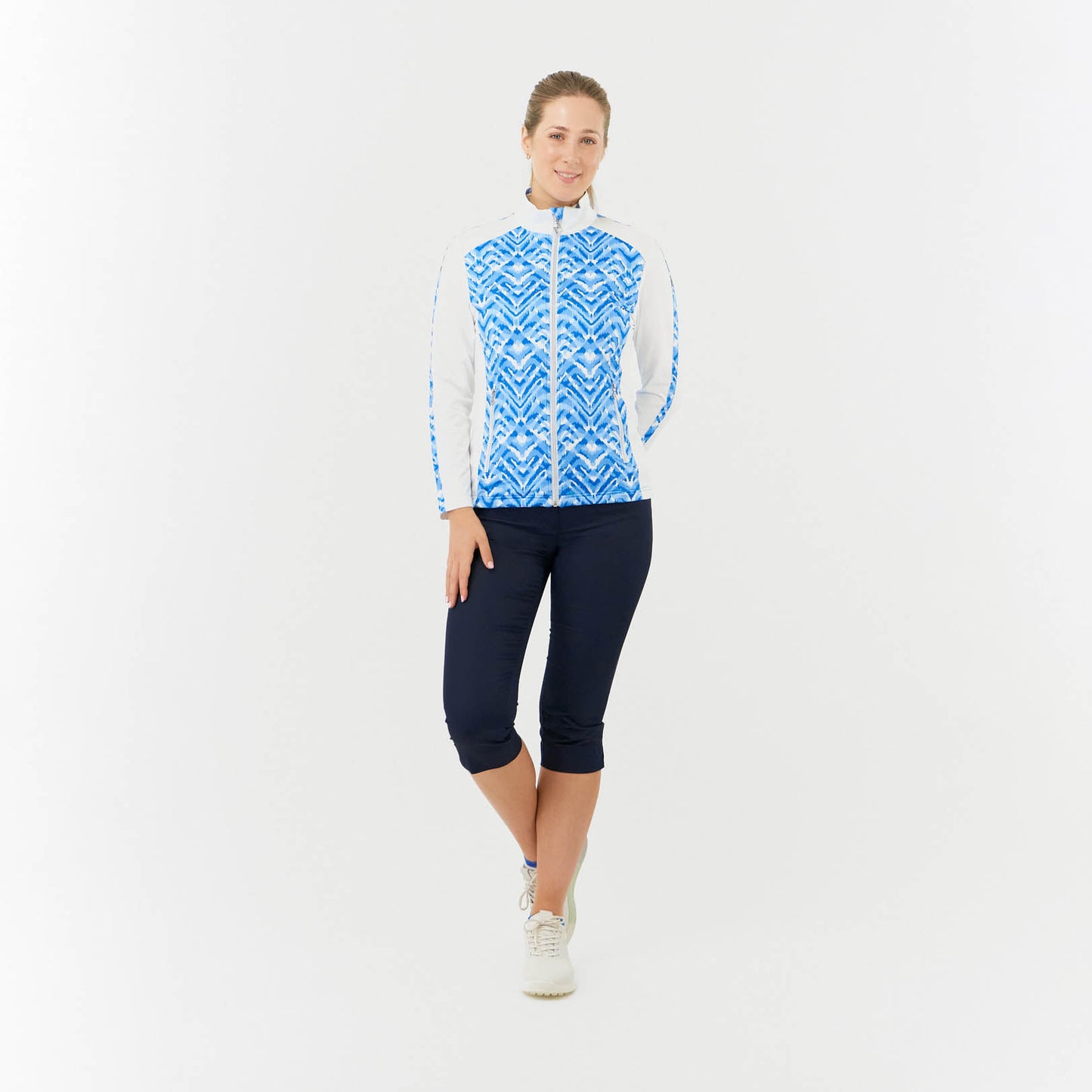 Pure Ladies Lightweight Full Zip Jacket in Ikat Print