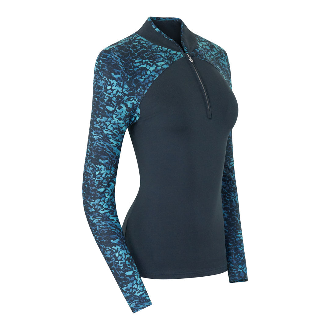 Pure Ladies Long Sleeve Polo in Tourmaline Leopard