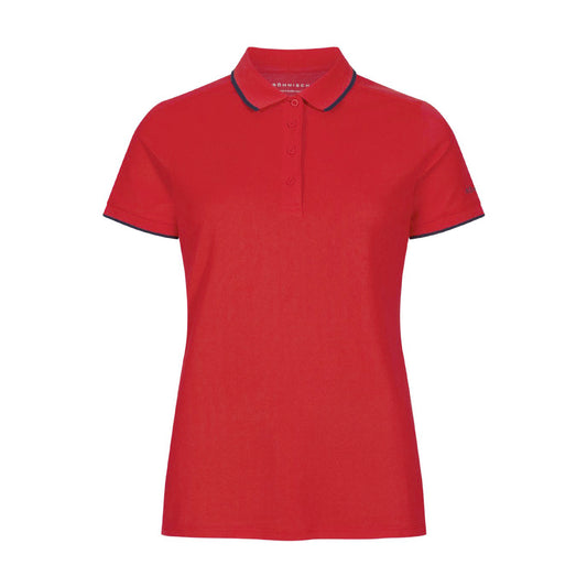 Rohnisch Ladies Classic Polo Shirt with Contrast Trim in Flame Scarlet 