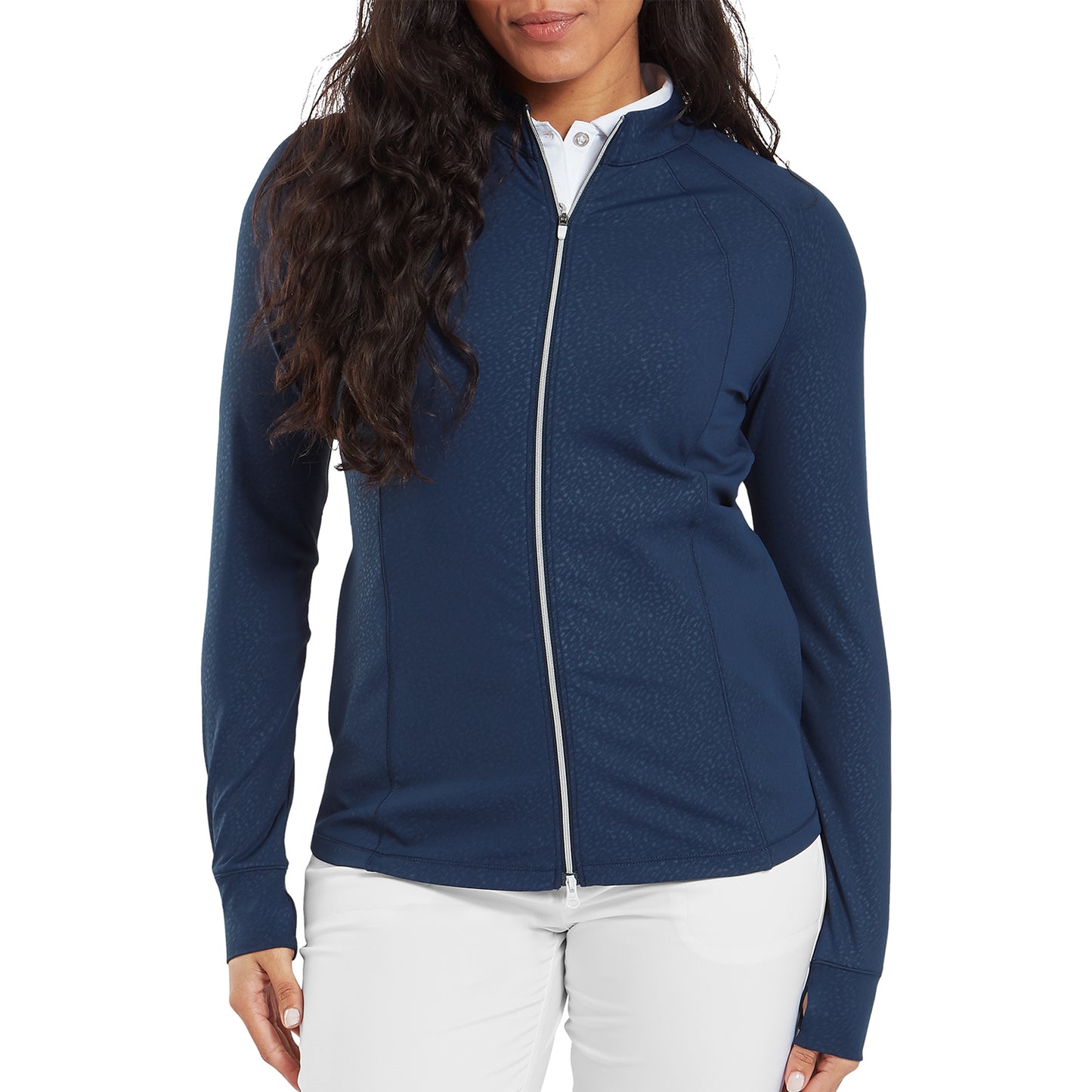 FootJoy Ladies Full-Zip Animal Print Mid-Layer in Navy