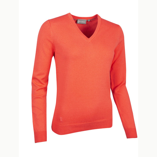 Glenmuir Ladies 100% Cotton V-Neck Sweater in Apricot