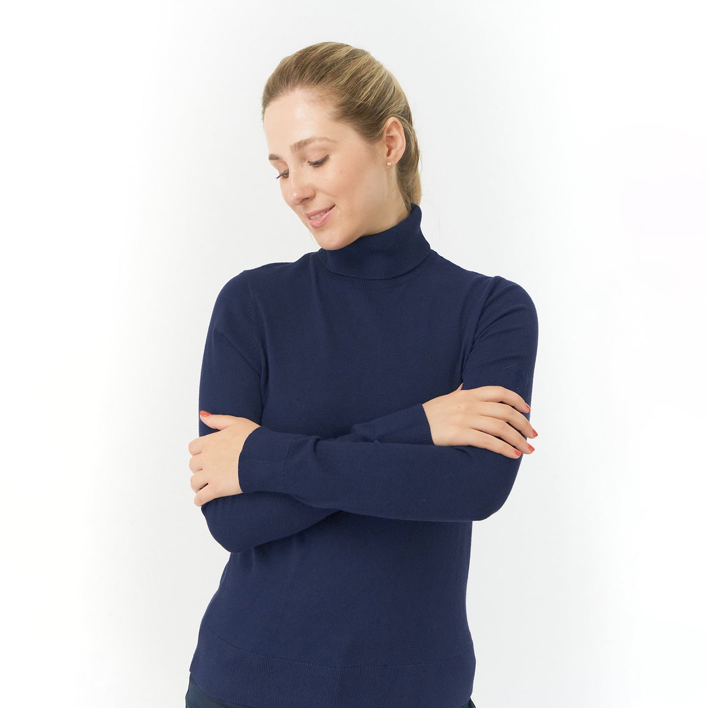 Pure Ladies Fine Knit Super-Soft Roll Neck in Navy